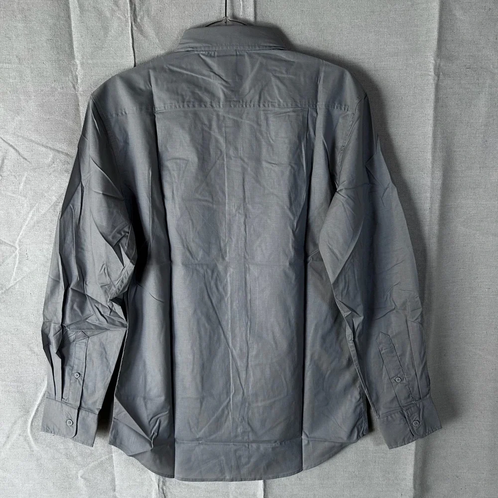 Tesla Motors Mens Grey Long Sleeve Button Down Shirt Logo Employee M‎ TSL2982